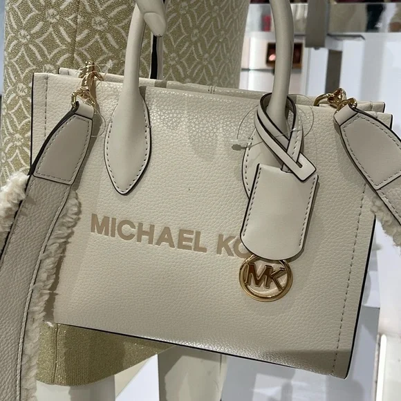 Michael Kors Mirella Small Pebbled Leather Shopper Top Zip Crossbody XBody Bag
